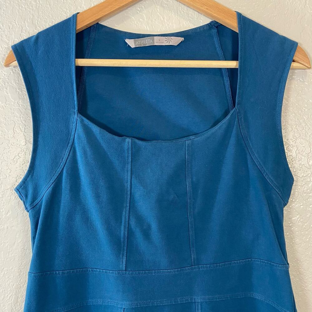 Athleta Teal Square-Neck Cap-Sleeve Mini Dress - Picture 4 of 7